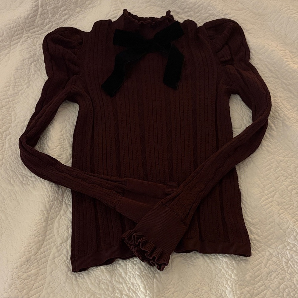 Zara Burgundy Mock Neck Sweater